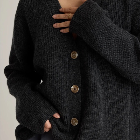 Quince Mongolian Cashmere Cardigan XS Gray - Picture 4 of 10